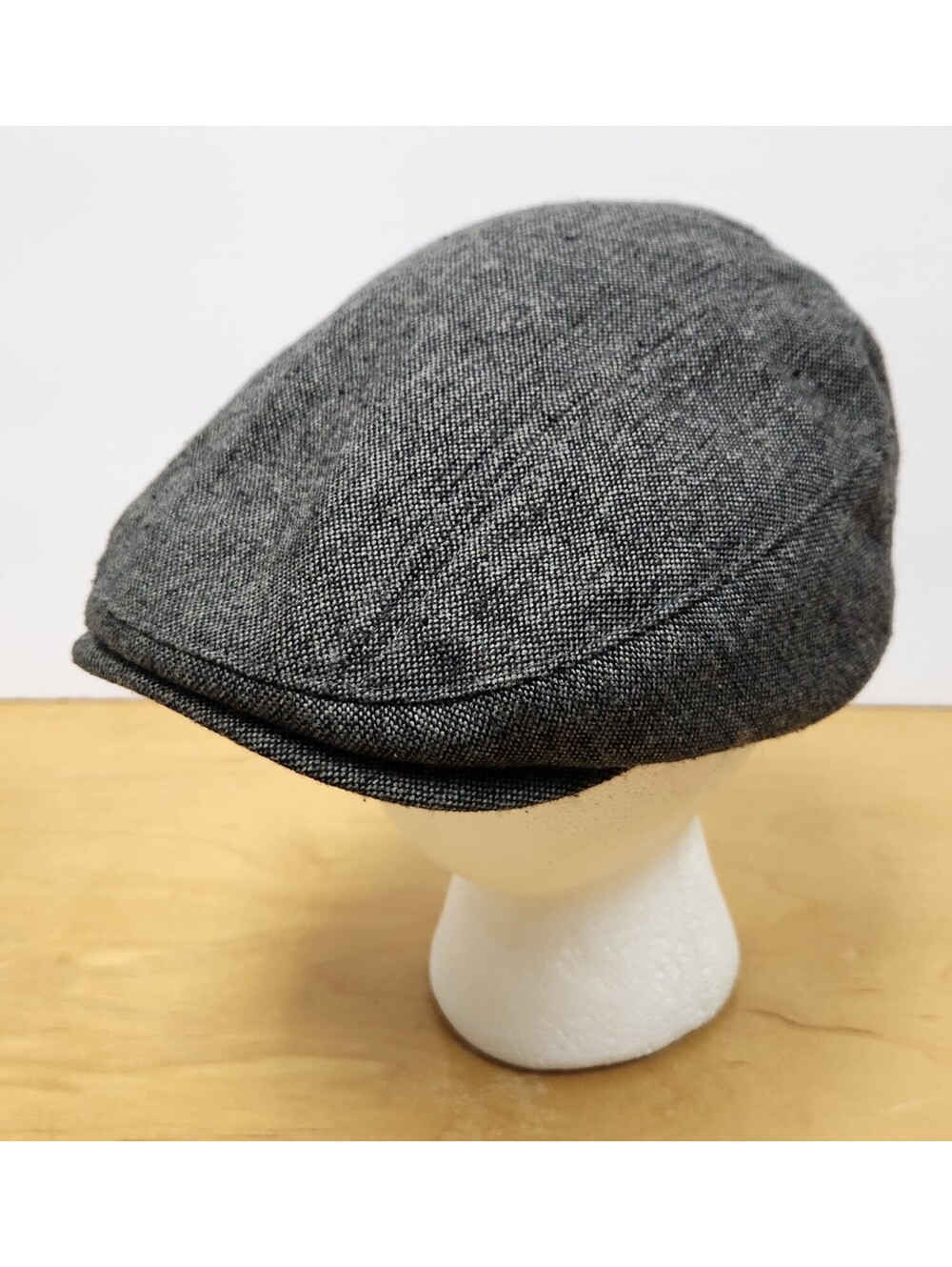 Vintage Dockers Flat Cap Charcoal Grey Herringbone Wool Blend S/M Ivy Scally Cap